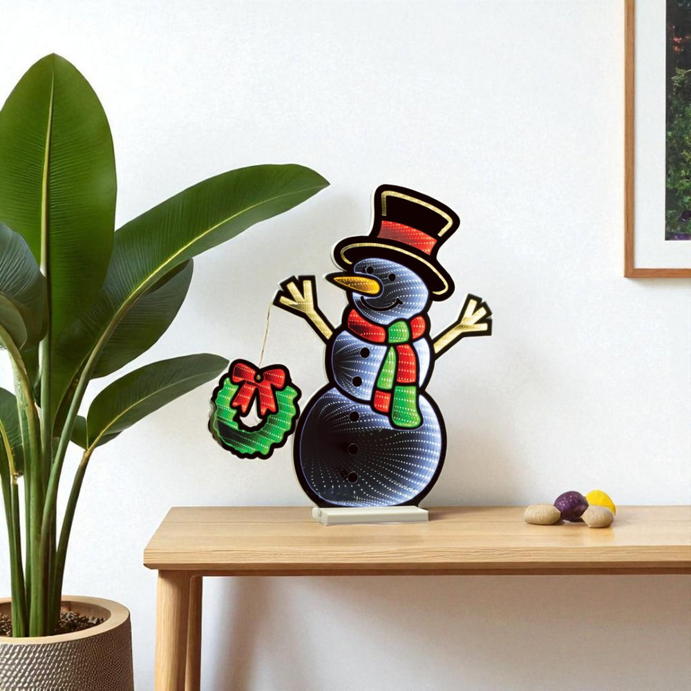 HomeRoots 24" Festive Acrylic Snowman Tabletop Sign with LED Lights - Perfect Holiday Decor for Any Space! 633777