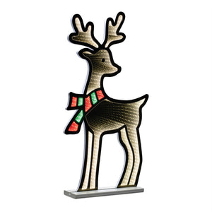 HomeRoots 33" White and Green Acrylic Deer Tabletop Sign with LED Lighting for Festive Holiday Ambiance 633782