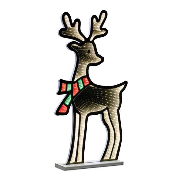 HomeRoots 33" White and Green Acrylic Deer Tabletop Sign with LED Lighting for Festive Holiday Ambiance 633782