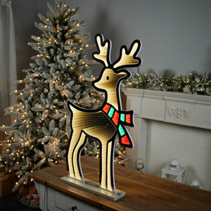 HomeRoots 33" White and Green Acrylic Deer Tabletop Sign with LED Lighting for Festive Holiday Ambiance 633782