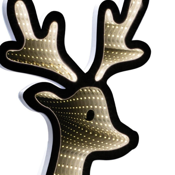 HomeRoots 33" White and Green Acrylic Deer Tabletop Sign with LED Lighting for Festive Holiday Ambiance 633782