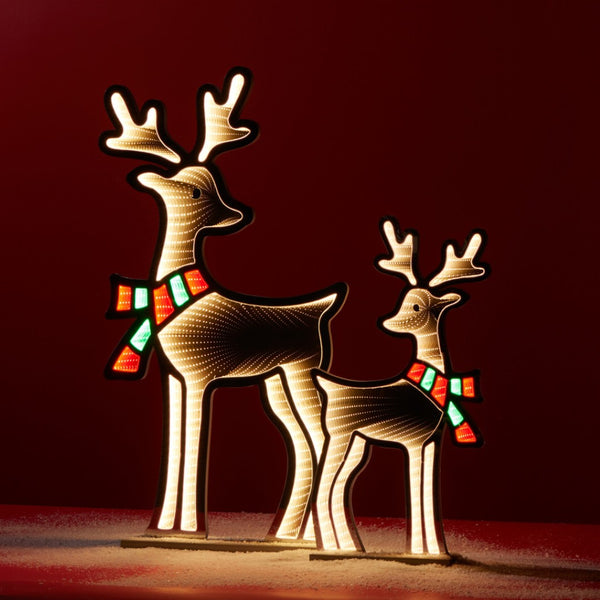 HomeRoots 33" White and Green Acrylic Deer Tabletop Sign with LED Lighting for Festive Holiday Ambiance 633782
