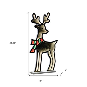 HomeRoots 33" White and Green Acrylic Deer Tabletop Sign with LED Lighting for Festive Holiday Ambiance 633782
