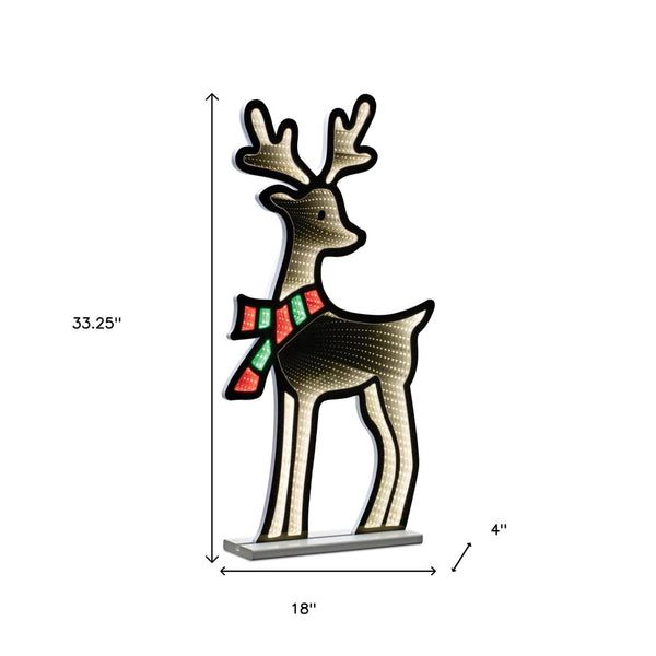 HomeRoots 33" White and Green Acrylic Deer Tabletop Sign with LED Lighting for Festive Holiday Ambiance 633782
