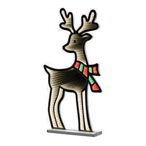 HomeRoots 33" White and Green Acrylic Deer Tabletop Sign with LED Lighting for Festive Holiday Ambiance 633782