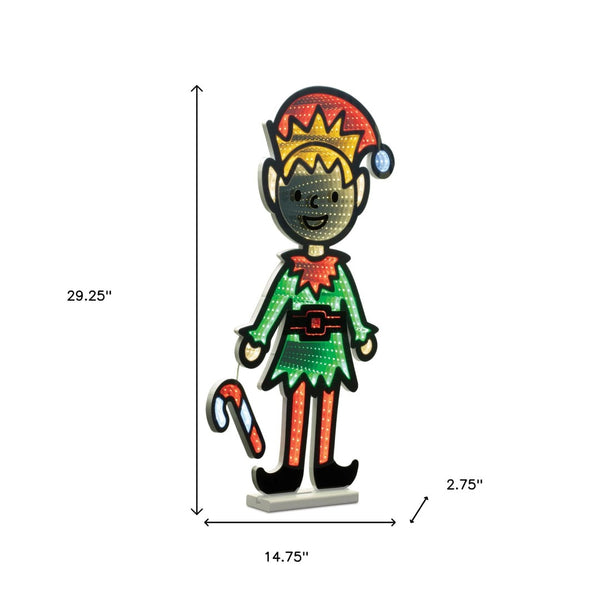 HomeRoots 29" Festive Green and Red Acrylic Christmas Tabletop Sign with LED Glow for Holiday Cheer 633783