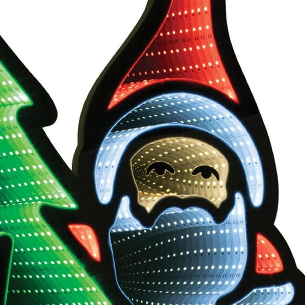 HomeRoots 34" Festive Red White Green Acrylic Santa Tabletop Sign with LED Lighting for Holiday Cheer 633785