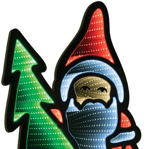 HomeRoots 34" Festive Red White Green Acrylic Santa Tabletop Sign with LED Lighting for Holiday Cheer 633785