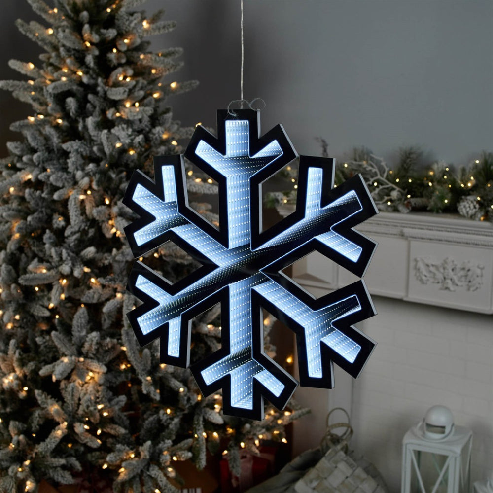 HomeRoots 24" White Acrylic Snowflake Tabletop Sign with LED Lighting - Modern Holiday Decor Accent 633787
