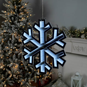 HomeRoots 24" White Acrylic Snowflake Tabletop Sign with LED Lighting - Modern Holiday Decor Accent 633787