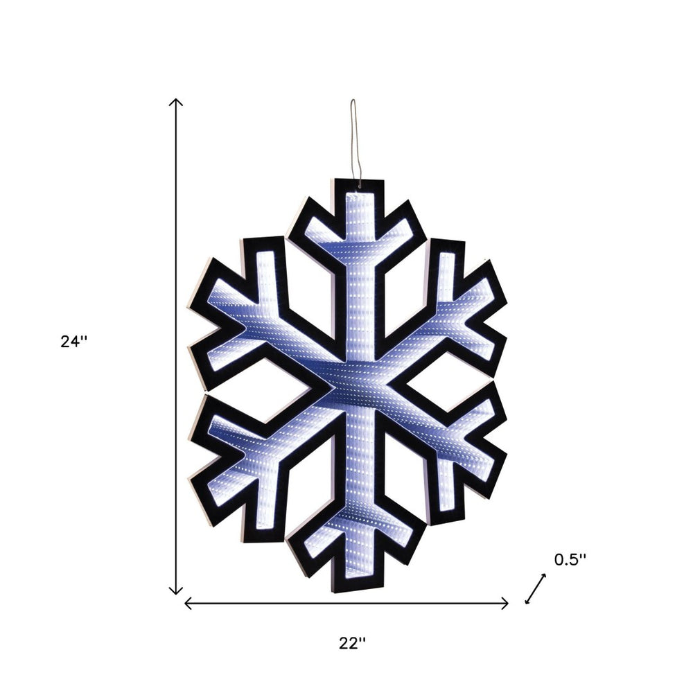 HomeRoots 24" White Acrylic Snowflake Tabletop Sign with LED Lighting - Modern Holiday Decor Accent 633787