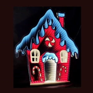 HomeRoots 26" Red And White Acrylic House Tabletop Sign with LED Lighting - Perfect Holiday Décor Piece! 633788