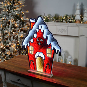HomeRoots 26" Red And White Acrylic House Tabletop Sign with LED Lighting - Perfect Holiday Décor Piece! 633788