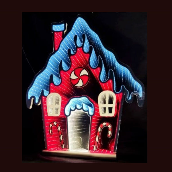 HomeRoots 26" Red And White Acrylic House Tabletop Sign with LED Lighting - Perfect Holiday Décor Piece! 633788