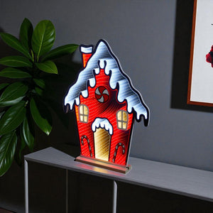HomeRoots 26" Red And White Acrylic House Tabletop Sign with LED Lighting - Perfect Holiday Décor Piece! 633788
