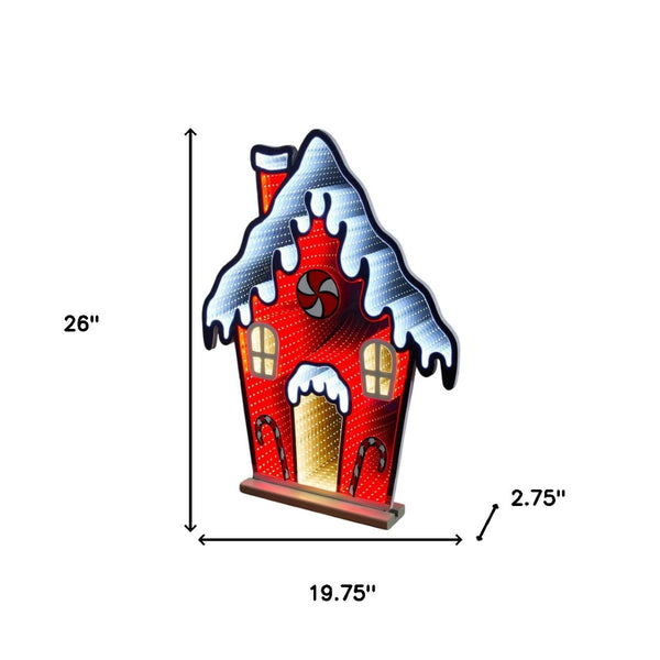 HomeRoots 26" Red And White Acrylic House Tabletop Sign with LED Lighting - Perfect Holiday Décor Piece! 633788