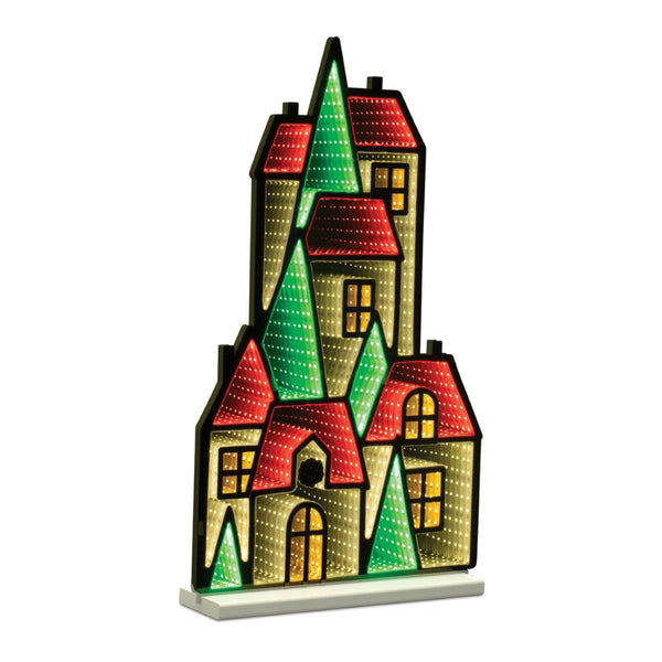 HomeRoots 28" Green Red and White Acrylic House Tabletop Sign with LED Light - Perfect for Home Decor and Gifts! 633792