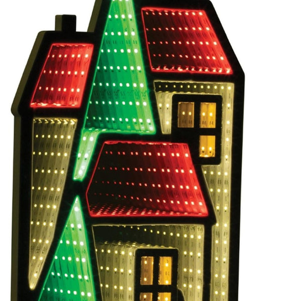 HomeRoots 28" Green Red and White Acrylic House Tabletop Sign with LED Light - Perfect for Home Decor and Gifts! 633792