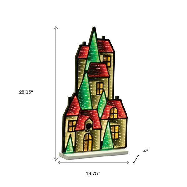 HomeRoots 28" Green Red and White Acrylic House Tabletop Sign with LED Light - Perfect for Home Decor and Gifts! 633792