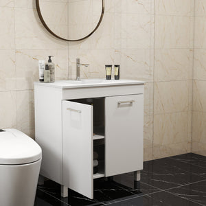 English Elm 32-Inch Floor-Mounted Bathroom Vanity With Sink Combo - Elegant Design, Soft-Close Doors, Adjustable Feet W3151S00031