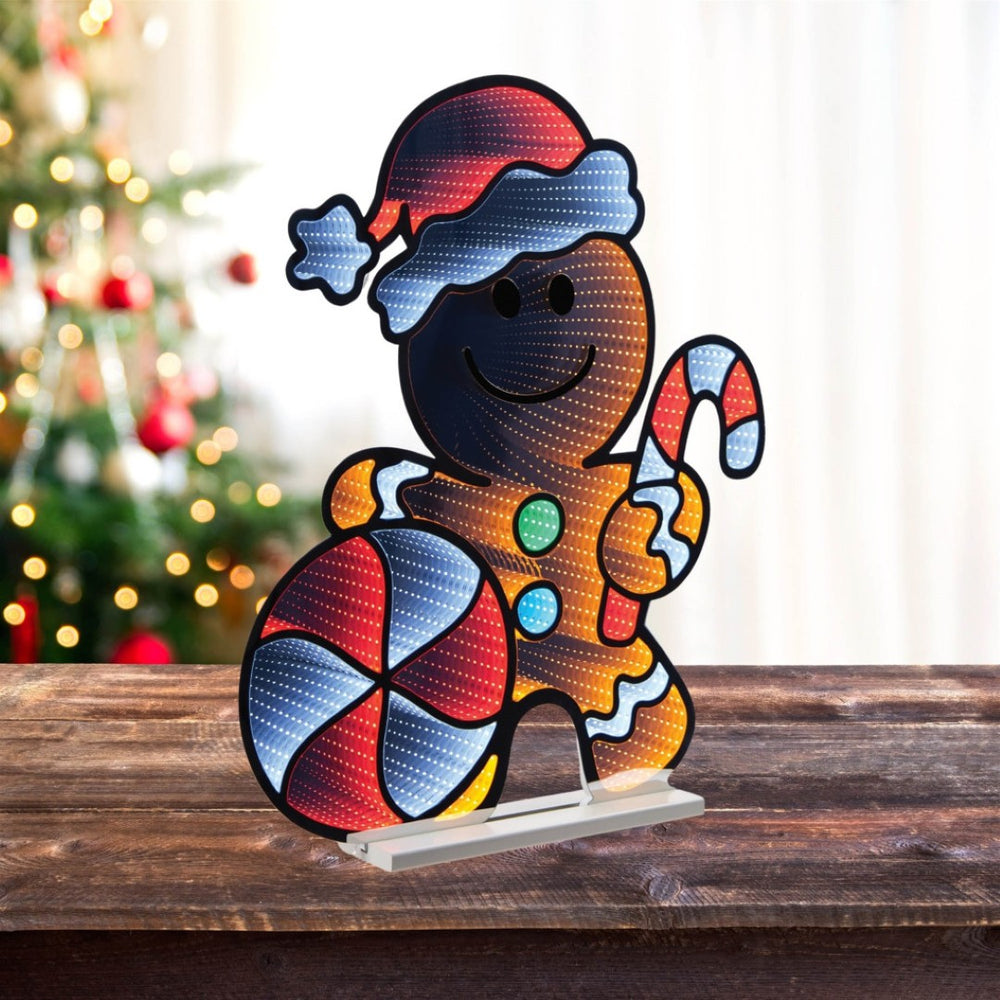 HomeRoots 31" Brown And White Acrylic Christmas Tabletop Sign with LED Lights for Festive Holiday Decor 633800