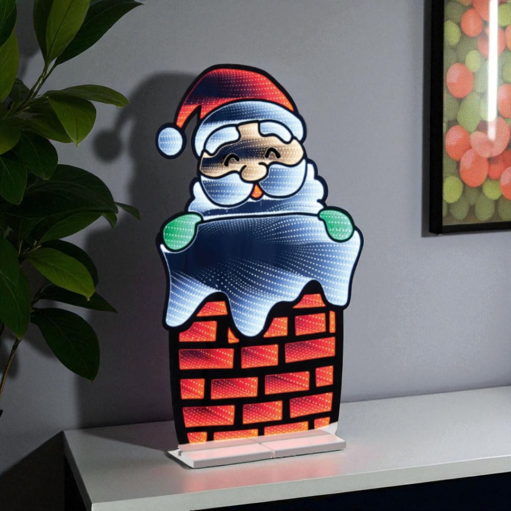 HomeRoots 35" Red And White Acrylic Santa Tabletop Sign with LED - Festive Holiday Centerpiece Décor & Gift 633801