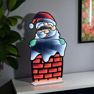 HomeRoots 35" Red And White Acrylic Santa Tabletop Sign with LED - Festive Holiday Centerpiece Décor & Gift 633801