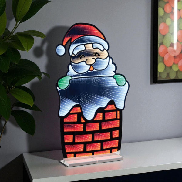 HomeRoots 35" Red And White Acrylic Santa Tabletop Sign with LED - Festive Holiday Centerpiece Décor & Gift 633801