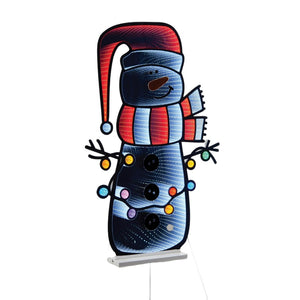 HomeRoots 36" White And Red Acrylic Snowman Tabletop Sign with LED Lighting - Modern Holiday Décor Piece 633802