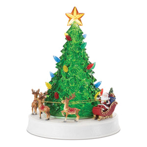 HomeRoots 11" LED Christmas Tree Tabletop Sculpture in Red and Brown - Perfect Holiday Accent for Any Space 633803