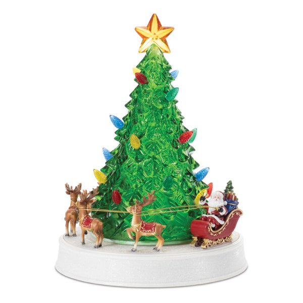HomeRoots 11" LED Christmas Tree Tabletop Sculpture in Red and Brown - Perfect Holiday Accent for Any Space 633803