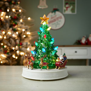 HomeRoots 11" LED Christmas Tree Tabletop Sculpture in Red and Brown - Perfect Holiday Accent for Any Space 633803
