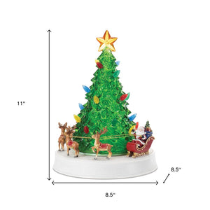 HomeRoots 11" LED Christmas Tree Tabletop Sculpture in Red and Brown - Perfect Holiday Accent for Any Space 633803