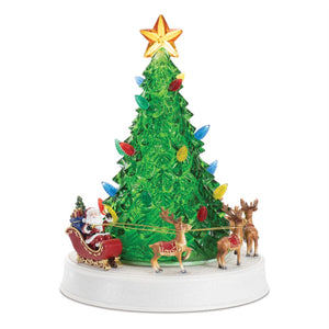 HomeRoots 11" LED Christmas Tree Tabletop Sculpture in Red and Brown - Perfect Holiday Accent for Any Space 633803