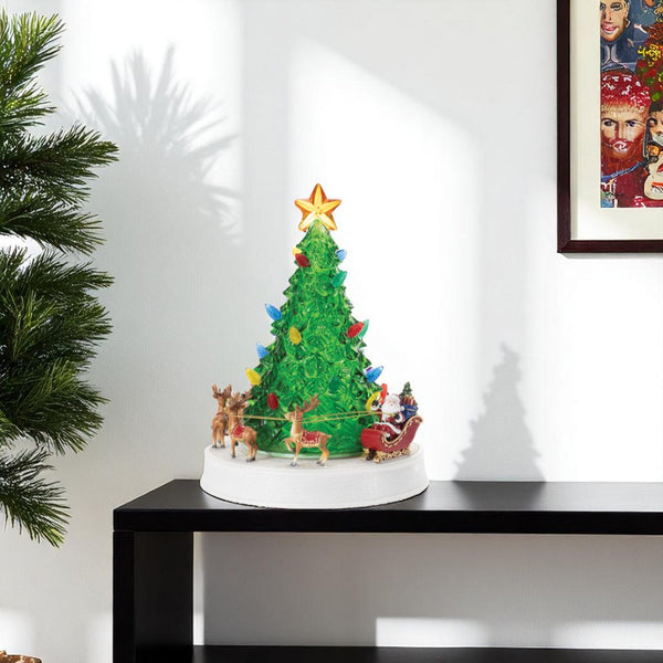 HomeRoots 11" LED Christmas Tree Tabletop Sculpture in Red and Brown - Perfect Holiday Accent for Any Space 633803