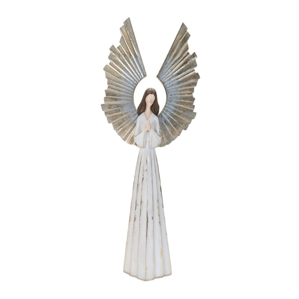 HomeRoots 36" Elegant White and Gold Polyresin Angel Sculpture - Stunning Tabletop Accent for Holiday Decor 633810