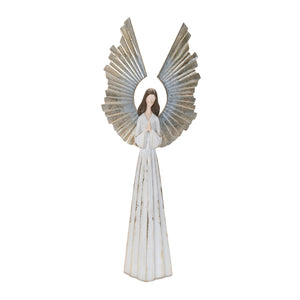 HomeRoots 36" Elegant White and Gold Polyresin Angel Sculpture - Stunning Tabletop Accent for Holiday Decor 633810