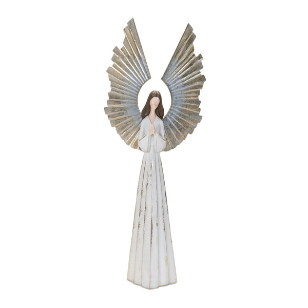 HomeRoots 36" Elegant White and Gold Polyresin Angel Sculpture - Stunning Tabletop Accent for Holiday Decor 633810