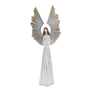 HomeRoots 36" Elegant White and Gold Polyresin Angel Sculpture - Stunning Tabletop Accent for Holiday Decor 633810