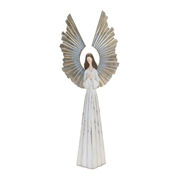HomeRoots 36" Elegant White and Gold Polyresin Angel Sculpture - Stunning Tabletop Accent for Holiday Decor 633810