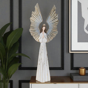 HomeRoots 36" Elegant White and Gold Polyresin Angel Sculpture - Stunning Tabletop Accent for Holiday Decor 633810