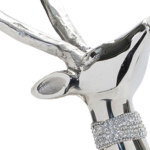 HomeRoots Set of Two Silver Aluminum Deer Sculptures – Elegant Tabletop Accents for Modern Rustic Decor 633816