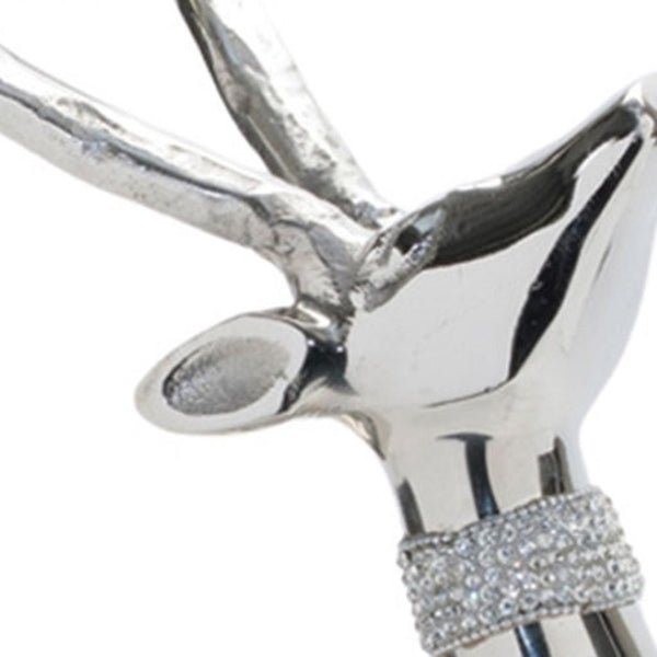 HomeRoots Set of Two Silver Aluminum Deer Sculptures – Elegant Tabletop Accents for Modern Rustic Decor 633816