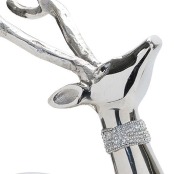 HomeRoots Set of Two Silver Aluminum Deer Sculptures – Elegant Tabletop Accents for Modern Rustic Decor 633816