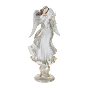HomeRoots 21" Elegant White and Gold Resin Angel Sculpture - Timeless Holiday Centerpiece for Home Décor 633820