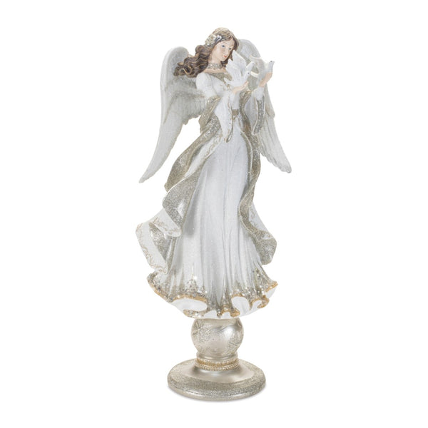 HomeRoots 21" Elegant White and Gold Resin Angel Sculpture - Timeless Holiday Centerpiece for Home Décor 633820