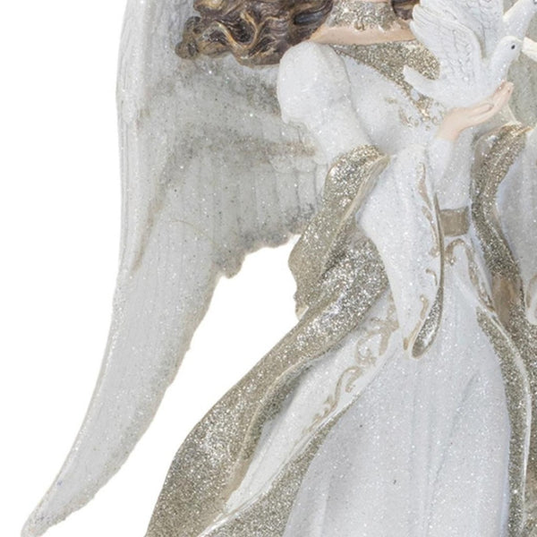 HomeRoots 21" Elegant White and Gold Resin Angel Sculpture - Timeless Holiday Centerpiece for Home Décor 633820