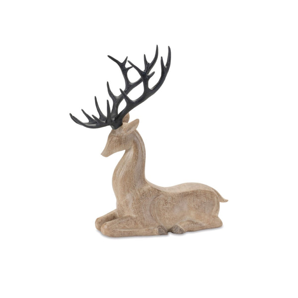 HomeRoots Set of Two Rustic Brown and Black Polyresin Deer Figurines - Woodland Decor for Home Elegance 633827