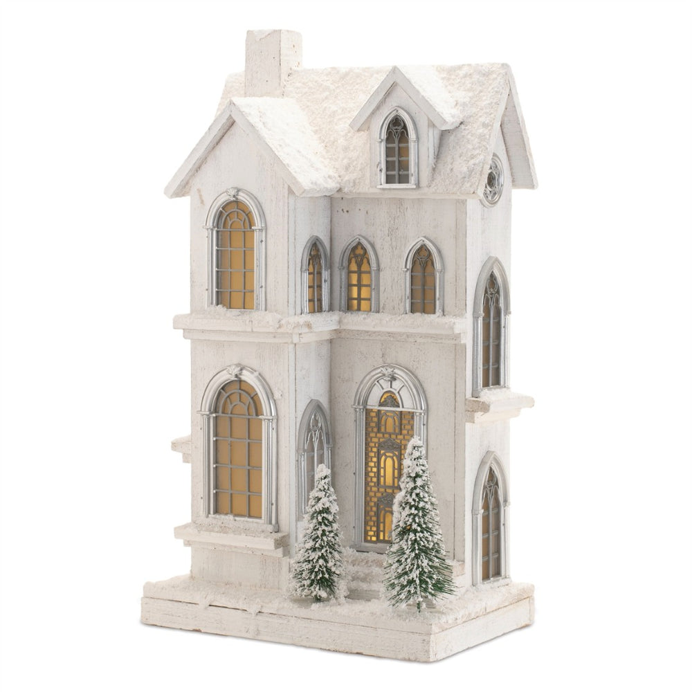 HomeRoots 22" White and Green Wood Tabletop Sculpture with LED Lighting - Modern Art Décor for Home & Gifts 633836
