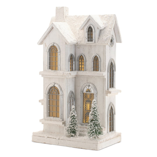 HomeRoots 22" White and Green Wood Tabletop Sculpture with LED Lighting - Modern Art Décor for Home & Gifts 633836